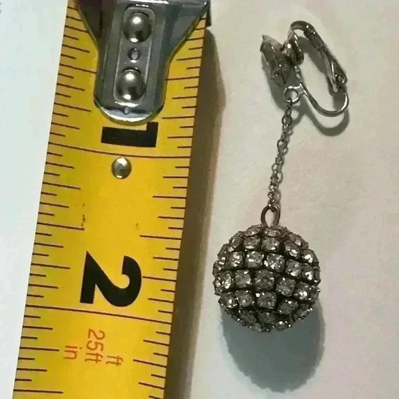 Vintage Clip On Drop Ball Earrings.  Cubic Zirconia.  Cluster. Marquise Main - Picture 5 of 6